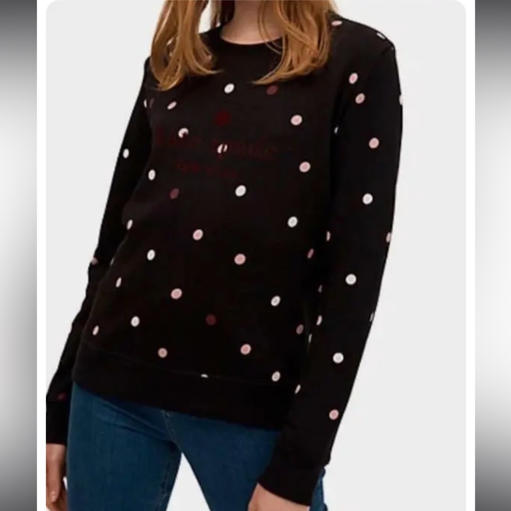 KATE SPADE NEW YORK BROOME STREET BAKERY BLACK & PINK DOT LOGO SWEATSHIRT - Picture 3 of 8